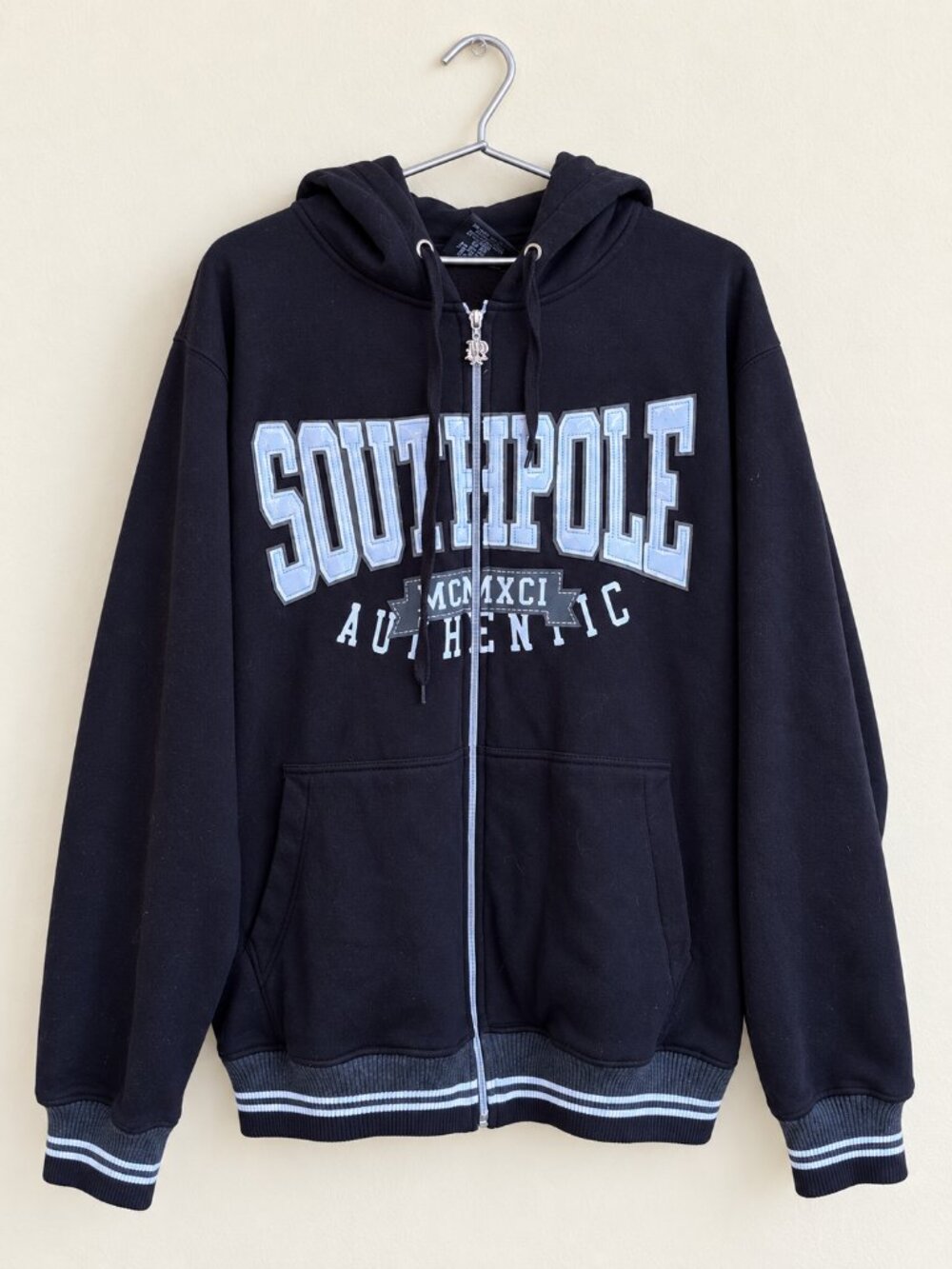 Vintage Y2K Southpole L Navy Full Zip Hoodie Varsity Hip Hop Streetwear